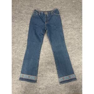 Vintage Y2K Be Bop Flare Jeans Sz 9 | Boho Embroidered Hem | Made‎ in USA